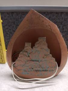 lot 2123 image: Terracotta Decorative Planter with Blue Cityscape Relief Detail