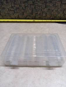lot 2132 image: Clear Plastic Storage Box with Coin Capsule Holders