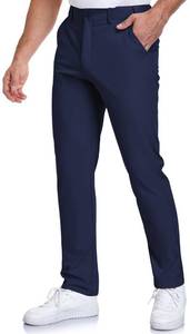 lot 17796 image: SPOSULEI Mens Golf Pants Lightweight Quick Dry Dress Business Pants with 4 Pockets Stretch Chino Slacks Pants Dark Blue 44Wx30L - Retail $39