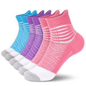 lot 17799 image: Compression Ankle Support Running Socks Women Wicking 3 Pairs Quarter Athletic Cushioned Plantar Fasciitis Socks - Retail $8