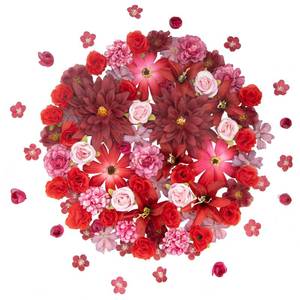 lot 17815 image: Artificial Flowers Heads for Craft, 98 Pcs Mix Red Silk Faux Flower Combo with Stems, Small Fake Rose Peony Faux Flowers Bulk for DIY Home Wedding Hair Cap Dresses Decoration Craft Garland - Retail $13