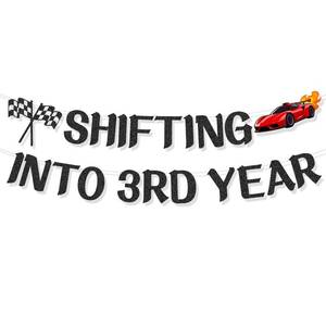 lot 17816 image: Flag Racing Theme Third Birthday Banner, 3rd Racing Cars Themed Birthday Party Banner Decorations Supplies, Racing Decor Supplies for Boys Suitable for Hanging Indoors & Outdoors - Retail $8
