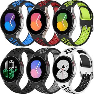 lot 17828 image: 6 Pack No Gap Bands for Samsung Galaxy Watch 7 6 5 4 FE Band 40mm 44mmWatch 6 Classic 43mm 47mmGalaxy Watch 5 Pro 45mmWatch 4 Classic 42mm 46mm, 20mm Soft Silicone Sport Wristbands Women Men - Retail $19