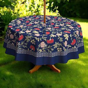 lot 17830 image: Outdoor Tablecloth with Umbrella Hole Elegant Zipper Patio Table Cloth for Outdoor Patio Garden Yard Decor - Retail $24