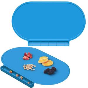 lot 17833 image: Silicone Placemat for Baby, Silicone Baby Toddlers Non-Slip Tablemats Stain Resistant Anti-Skid Reusable Dishwasher Safe Table Mats, Portable Food Mat Travel (2Pack, Gary) - Retail $13