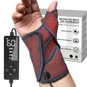 lot 17838 image: Hand Heating Pad for CMC Joint Thumb Arthritis, Heated Wrap Brace Splint Provides Support and Compression for Right Left Hand. Helps Men Women with Carpal Tunnel Relief, Wrist Pain, Tendonitis - Retail $30