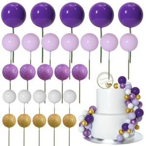 lot 17846 image: 50 Pcs Ball Cake Topper Sticks Mini Balloons for Cake Decorating Supplies Foam Balls Cake decorations for Baby Shower Cake Birthday Cake Toppers Decorations (Purple Series) - Retail $10
