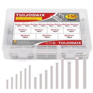 lot 17847 image: 150Pcs 15 Kinds M3 M4 M5 304 Stainless Steel Dowel Pin Cylindrical Shelf Support Peg Pin Rod Fasten Elements Assortment Kit with A Storage Box - Retail $22