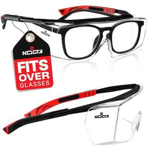 lot 17853 image: NoCry Safety Glasses Over Eyeglasses for Men and Women with Anti Scratch Lenses and Integrated Side Shields �� Adjustable Temples with Anti-Slip Tips �� 100% UV Protective Eyewear �� ANSI Z87 Certified - Retail $18