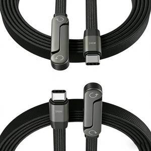 lot 17854 image: 240W Invisible Stand Fast Charging Cable, 240W USB C to USB C Flat Cable 90 Degree Angled, Sideways Phone Type C Charger Cord (4.9FT) Compatible with iPhone 17 Series (2Pcs C to C) - Retail $18