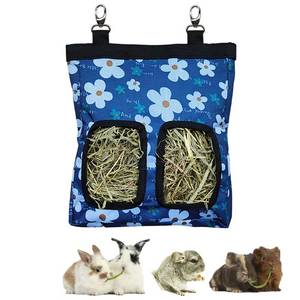 lot 17866 image: Guinea Pig Hay Feeder, Hanging Rabbit Hay Feeder Bag for Guinea Pigs Bunnies Chinchillas. Blueflower - Retail $10