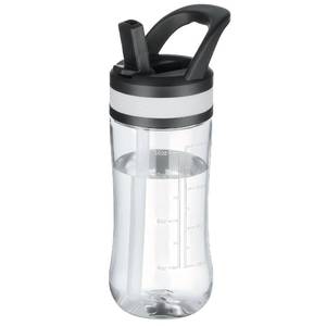 lot 17871 image: 14oz Clear Kids Water Bottle with Straw Lid, BPA-Free Tritan, Measurement Scale, Sturdy Handle Wide Mouth Leak-proof Reusable Plastic Bottle for Boy& Girls, Back to School��Clear�� - Retail $9