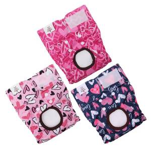 lot 17879 image: Dog Diapers Female Washable Small Medium Large 3 Pack Reusable Doggie Diapers Puppy Period Pants for Doggy Heat Cycle Peeing - Retail $16