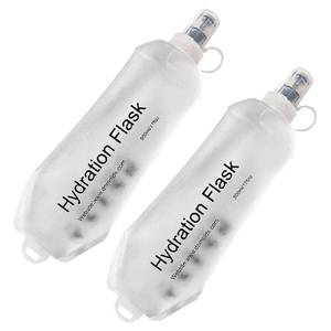lot 17881 image: 500ml Soft Flask TPU Foldable Running Hydration Flask, Soft Collapsible Water Bottle for Hydration Pack Cycling Marathon Running Hiking, Clear Pack of 2 - Retail $19