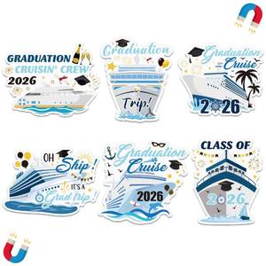lot 17888 image: Graduation Cruise Door Magnets - 4PCS Class of 2026 Cruise Magnetic Decoration, Graduate Ship Car Refrigerator Magnets Decal, Congrats Grad Cabin Fridge Stickers for Carnival Party Decor (4pcs) - Retail $11