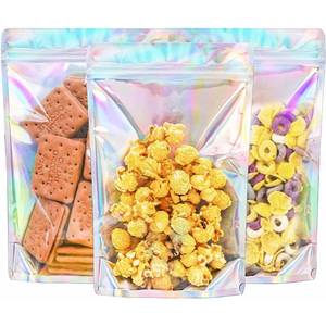 lot 17893 image: Stand Up Holographic Mylar Bags Resealable Zipper Bags for Small Business Packaging Supplies(100PACK, 6x9IN) - Retail $17