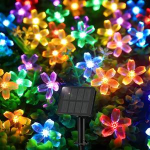 lot 17921 image: Flower Solar String Lights, 50 LED Outdoor Patio Lights Waterproof, Fairy Lights for Outside Patio Garden Fence Yard Christmas Tree Decor - Retail $10