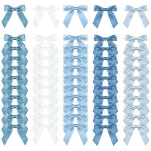 lot 17923 image: 6 Colors Pre-Tied Dusty Blue Satin Ribbon Bows for Crafts 3.5 Small French Blue Twist Tie Bows Decor for Coquette Birthday Party Decorations, Wedding, Gift Wrapping, Treat Bags (60 Pack) - Retail $17
