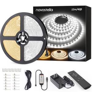 lot 17925 image: 40ft Tunable White LED Strip Light 1344 LEDs Dimmable 3000K-6500K 24V Remote Flexible LED Tape for Christmas Living Room Cabinet Counter Bedroom Home Kitchen Bar Ceiling Daylight Warm White - Retail $40