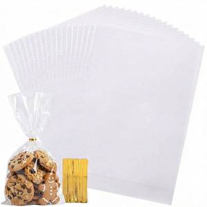 lot 17977 image: 100PCS Cellophane Bags, 8x11 Inch Cotton Candy Bags With Ties for Party Favors, Goodie, Gift Wrapping, Packaging Cookie, Chocolate - Retail $8