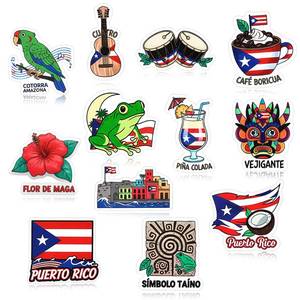 lot 17978 image: Puerto Rico Fridge Magnets 12 Pack Puerto Rican Souvenirs Refrigerator Magnets PR Gifts Travel Vacation Mementos Party Stuffers Home Decor - Retail $9