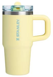 lot 17987 image: STANLEY Quencher ProTour Flip Straw Tumbler with Leakproof Lid 14 oz  Built-In Straw and Handle  Cup Holder Compatible for Travel  Insulated Stainless Steel Cup  BPA-Free  Pomelo (missing lid) - Retail $25