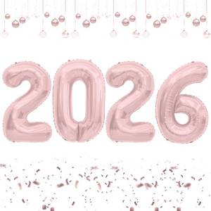 lot 17994 image: Rose Gold 2026 Balloons, 2026 Number Balloons, 40 Inch Large Foil Graduation Balloon 2026 Numbers for Graduation Decorations Class of 2026, Birthday, Anniversary, New Year Eve Party Decorations - Retail $5