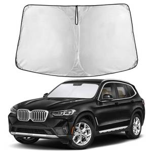 lot 18008 image: Windshield Sunshade Compatible for BMW X3 2018-2024, 2025, 2026 Including sDrive30i, xDrive30i, M40i, and Hybrid Trims, Sun Visor for Front Window Sun Shade Cover, Car Accessories - Retail $17