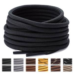 lot 18027 image: Round Shoelaces 2 Pairs Heavy Duty Boot Shoe Laces for Hiking Work Boots Black-160(High density) - Retail $8