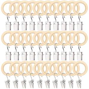 lot 18034 image: 30 Pack 2.5 Inch Wood Rings with Clips for Hanging Baby Headband Hair Accessories Baby Bib NecklaceJewelry Hat Holder - Retail $10
