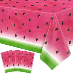 lot 18036 image: 4 Pack Watermelon Party Tablecloth Watermelon Table Cover One in A Melon Party Table Cloth Watermelon Theme Tablecloth Watermelon Birthday Party Supplies Plastic Fruit Party Decor 86 x 51 Inch - Retail $7