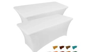 lot 18070 image: 8ft Stretch Spandex Fitted Table Cloth for 8 Foot Tables (1pcs) - Retail $17