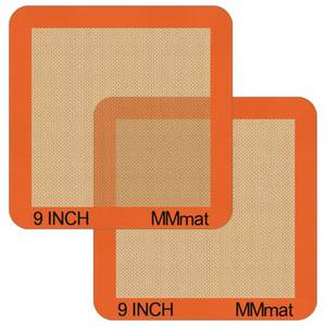 lot 38422 image: Silicone Baking Mats Set of 2 Square Non-Stick Reusable Air Fryer Linner - Best German Silicone - 9 inch - Retail $10