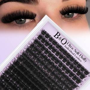 lot 38443 image: Fluffy Lash Clusters Thick 200D, Volume Eyelash Clusters 10-18mm, D Curl Cluster Eyelash Extensions, Supersoft Individual Lashes Wispy Cluster Lashes Dramatic Full Look Eyelash��200D�� - Retail $10