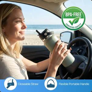 lot 38470 image: Straw Lid for Hydroflask, Lids with Straw for Hydroflask 12 16 18 20 32 40 64oz Wide Mouth Water Bottles, Replacement Cap for Hydro Flask (Black) - Retail $10