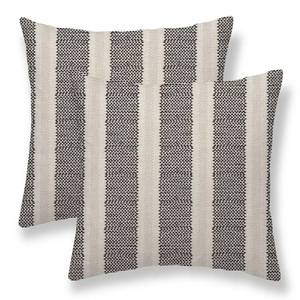 lot 38478 image: Black Polka Dot Pillow Covers 18 x 18 Inch Set of 2 Boho Striped Decorative Outdoor Throw Pillow Covers Linen Modern Geometry Cushion Cases for Home Sofa Couch Livingroom Decor - Retail $17
