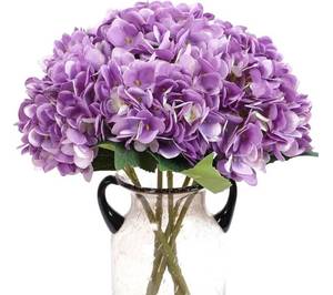 lot 38481 image: Cabin 6pcs Hydrangea Artificial Flowers Silk Faux Hydrangea Flowers with Stems Fake Hydrangeas for Wedding Bouquets Arrangement Home Table Centerpieces Baby Shower Party Decoration(purple) - Retail $20