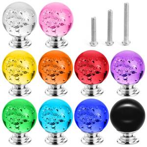 lot 38497 image: 10 PCS Colorful Cabinet Knobs Round Glass Bubbles Knobs 30mm Smooth Drawer Pulls Handle for Home, Cabinet, Drawer and Dresser with 3 Different Size Screws - Retail $15