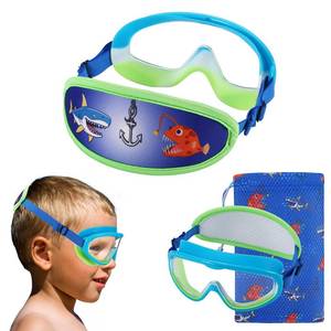 lot 38516 image: Kids Goggles Swimming 4-7, Childrens Goggles No Hair Pull, Blue Shark Boys Swimming Goggles UV ProtectionAnti-fog - Retail $9