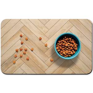 lot 38545 image: Dog Food Mats,Cat Absorbent Water Bowl Feeding Mats Pet Placemats for Food and Water Brown Wood Grain 16  24 inch - Retail $19