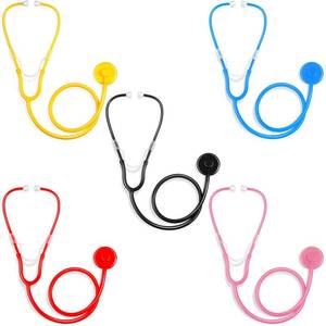 lot 38548 image: 5 Pack Boys Girls Kids Stethoscope Toy Disposable Plastic Stethoscope Real Working for Girls Boys Doctor Kit Role Play Costume Pretend Game Accessories - Retail $14
