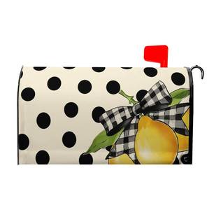 lot 38576 image: Spring Summer Mailbox Covers Magnetic Lemon Mail Box Cover Standard Size 21x18 inch Black Dot Mailbox Wrap Spring Summer Decorative Mailboxes for Outside Garden Yard - Retail $15