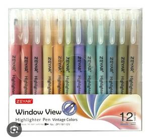 lot 38578 image: Window View Highlighter Pen 12 Colors Vintage ZP1197-12V. - Retail $10