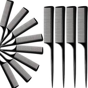 lot 38584 image: 11 Pack Rat Tail Comb Styling Plastic Anti Static Heat Resistant Tail Comb for All Hair Types Fine Tooth for Men and Women(Black) - Retail $6