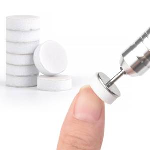 lot 38585 image: 100Pcs Nail Nail Buffing Self-Adhesive Replaceable Sandpaper Polishing Files Sanding Pads with Stainless Steel Disc Drill Bit - Retail $9