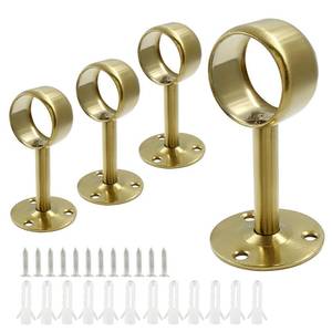 lot 38587 image: 1-14 Inch Ceiling-Mount Curtain Rod Brackets - Stainless Steel, Gold, 4Pcs - Retail $8