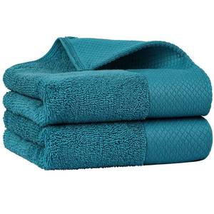 lot 38604 image: 100% Cotton Hand Towels, 2 Pack Thick Face Towel Set Design, Super Soft and Highly Absorbent Hand Towel for Bathroom (Teal, 16 x 30 Inch) - Retail $21