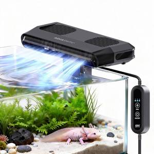 lot 38606 image: Aquarium Fan,Ultra-Quiet Fish Tank Cooler,More Powerful,Cooling Effect 3-7�� with 3 Speed Modes Adjustable Applicable Aquariums with or Without Edges, for Axolotl Seawater Freshwater Coral Grass Tank - Retail $36