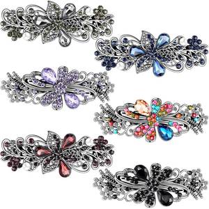 lot 38609 image: 6 Pieces Vintage Hair Barrettes for Women Retro Flower French Pearl Crystal Rhinestones Clips Hair Pins for Women Styling Accessories(Delicate Style) - Retail $15