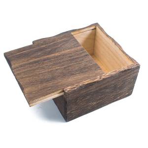 lot 38624 image: Small Slide-Top Wood Boxes Tiny Storage Organizer Craft Box with Slide Lid Square Wood Jewelry Box Heavy Carbonization Gift Box for Decorative Collectibles Home Venue Decor (4  4in) - Retail $9